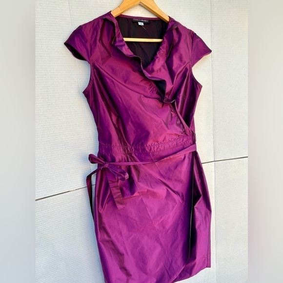 Franco Mirabelli fuchsia pink purple wrap ruffles dress barbie pink - Picture 6 of 8